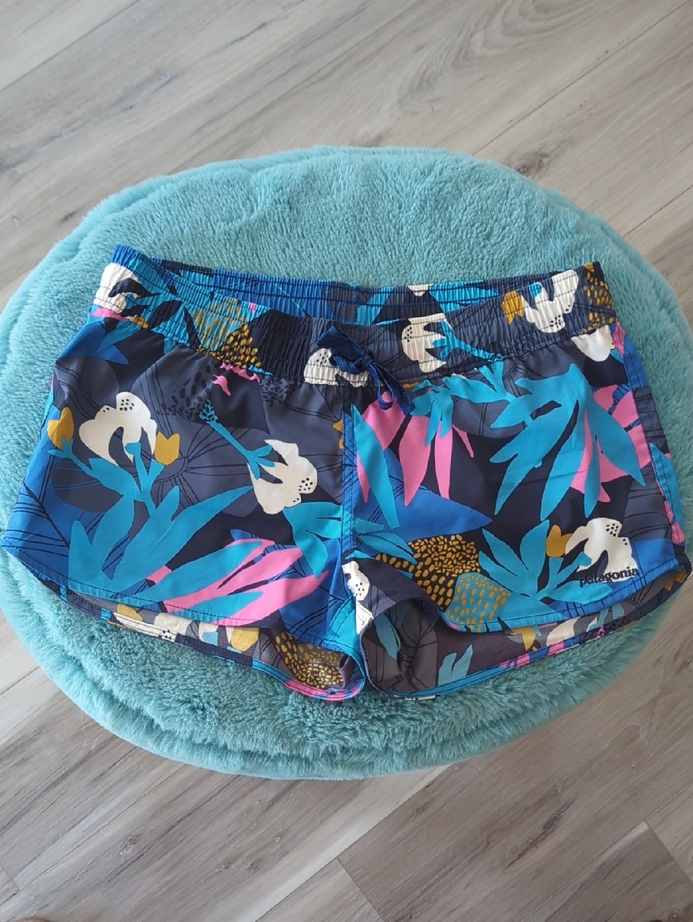 Patagonia Navy Blue Tropical Floral Running Shorts